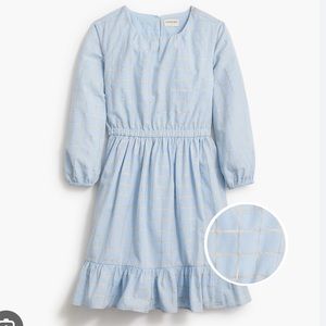 NWOT J. Crew Girls Check Dress w/ Lurex Metallic Threads, size 6, Blue Champagne